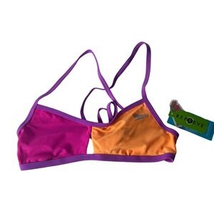 Speedo Eco Endurance Vibe Bikini Top Pink Glo Orange Purple Large A577811719 NWT